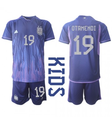 Argentina Nicolas Otamendi #19 Borta Kläder Barn VM 2022 Kortärmad (+ Korta byxor)